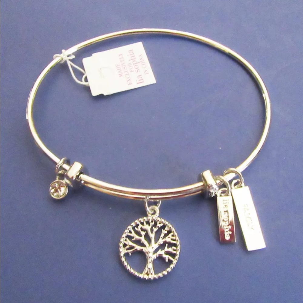 NWT Lia Sophia bracelet “Friendship Circle” silver with charms-  Family & Tree